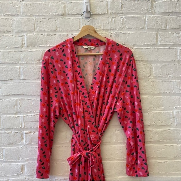 Tucker || Rachel Bamboo Jersey Wrap Dress Floral Pink 2X - Picture 2 of 5